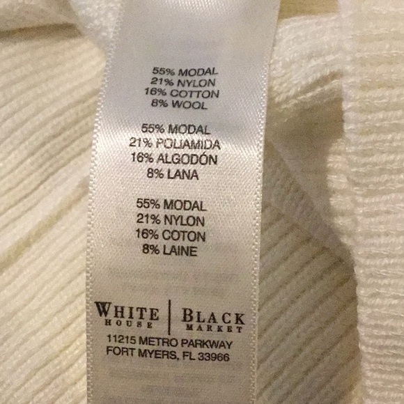 WHBM White Cowl Neck Sweater w/ Embellished Neck - Picture 9 of 9